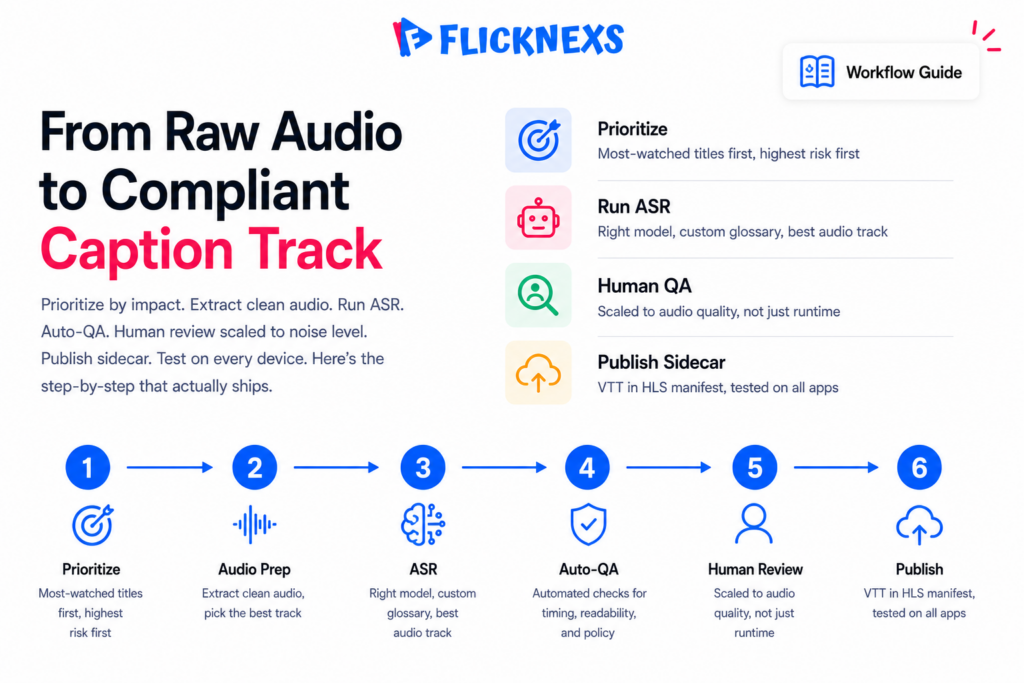 Practical AI subtitling workflow for streaming operators   from audio extraction to compliant published caption track