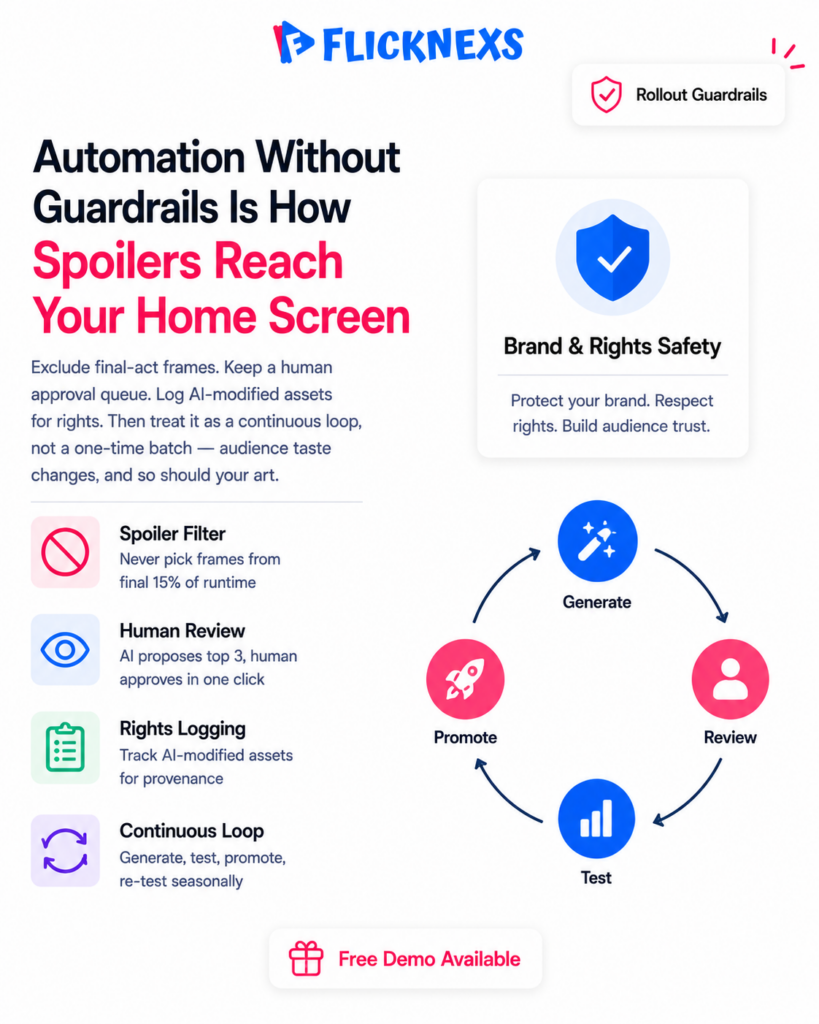 AI thumbnail quality guardrails and rollout plan for OTT platforms — spoiler filtering, human review and continuous A/B testing loop