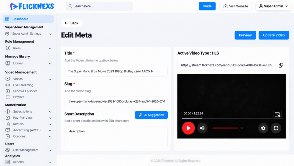 Video hosting platform upload screen showing encoding progress